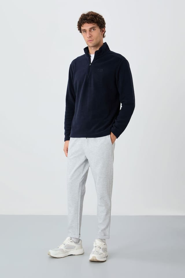 Tommy Life Tommy Life Men's Plush Half-Zip Sweatshirt in Navy - 2