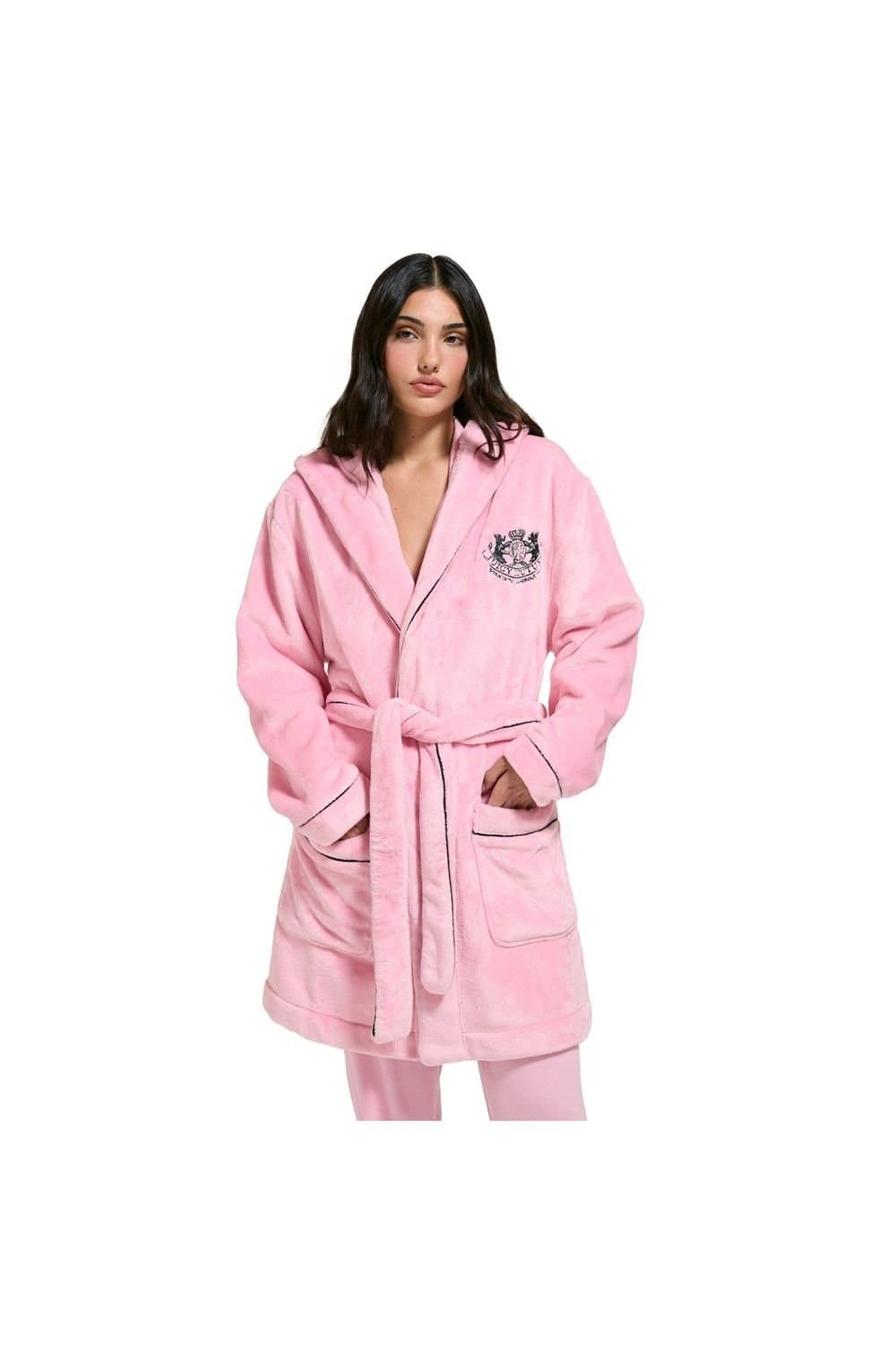 Juicy Couture Juicy Couture Women's Lottle Crest Plush Robe in Pink