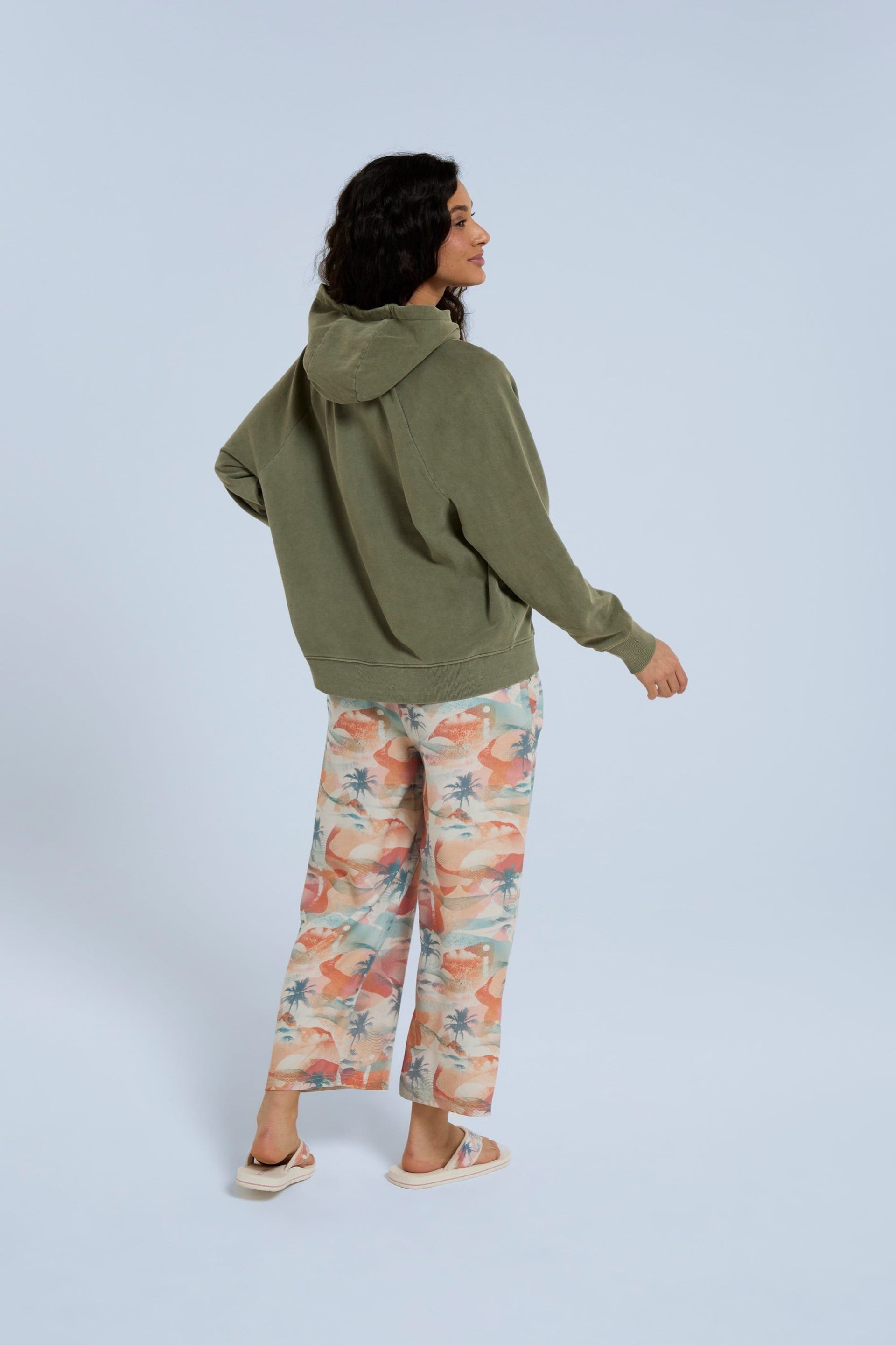 Animal Animal Women's 'Kaya' Soft Cotton Graphic Hoodie Adjustable Lightweight Sweatshirt in Dark Green - 4