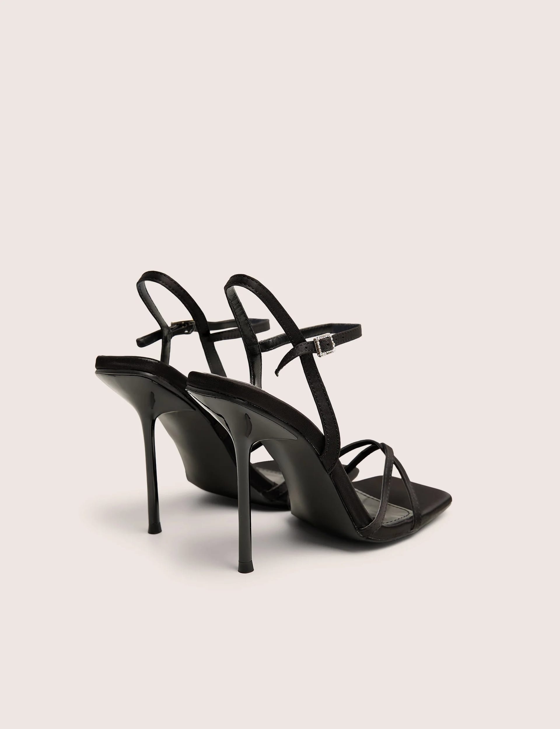 Public Desire Moss Black Velvet Strappy Stiletto Heels - 4