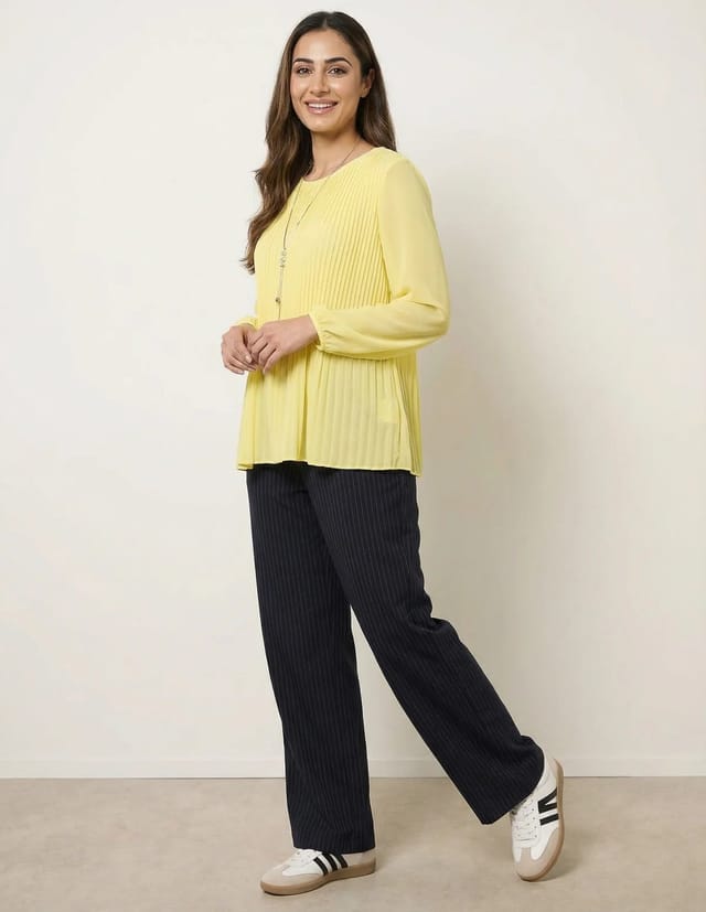 Blue Vanilla Long Sleeve Pleated Top - 2