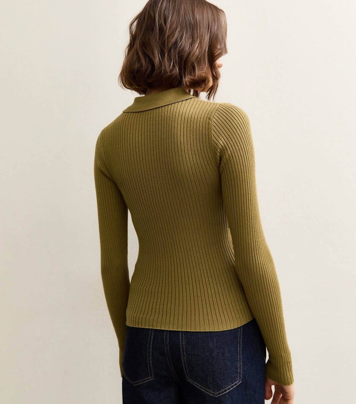 New Look Women's Light Khaki Lightweight Polo Button Jumper New Look - 4