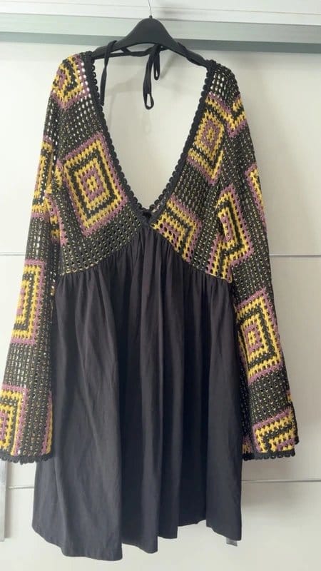 ASOS Black Crochet Sleeve Dress