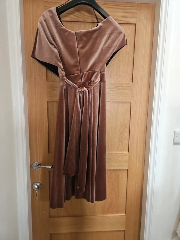 ASOS Blush Brown Velvet Midi Dress