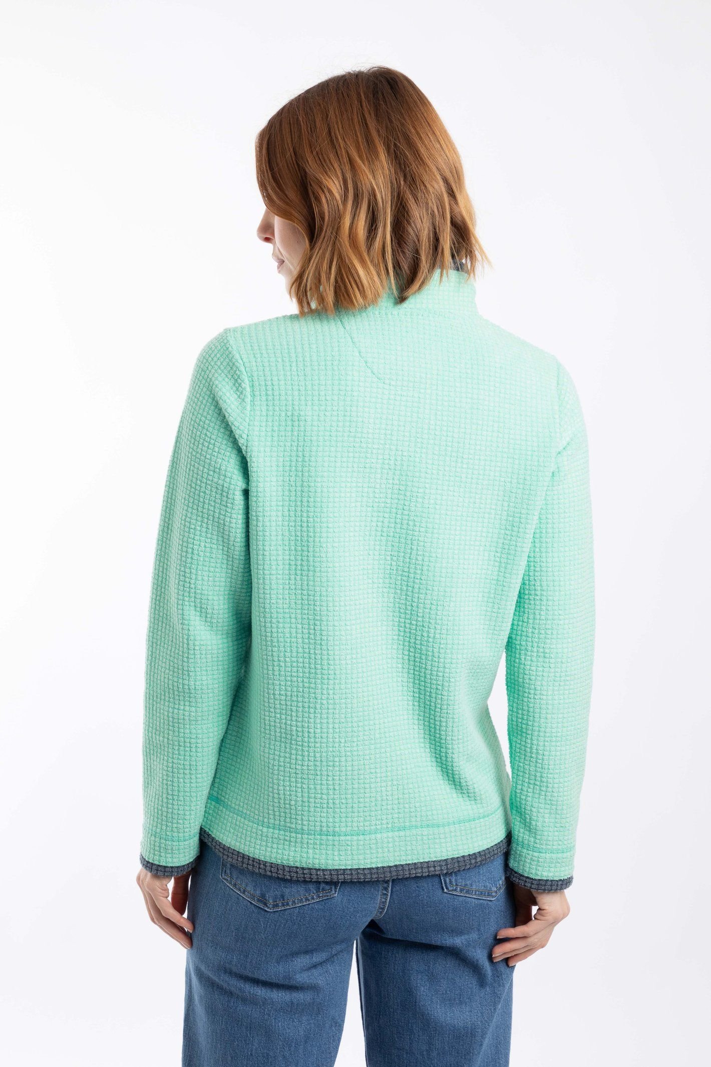 Weird Fish Weird Fish Women's Beye 1/4 Zip Grid Fleece in Light Green - 3