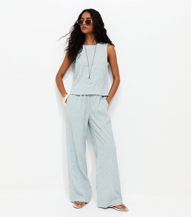 New Look Women's Light Blue Stripe Sleeveless Shell Top New Look - 3