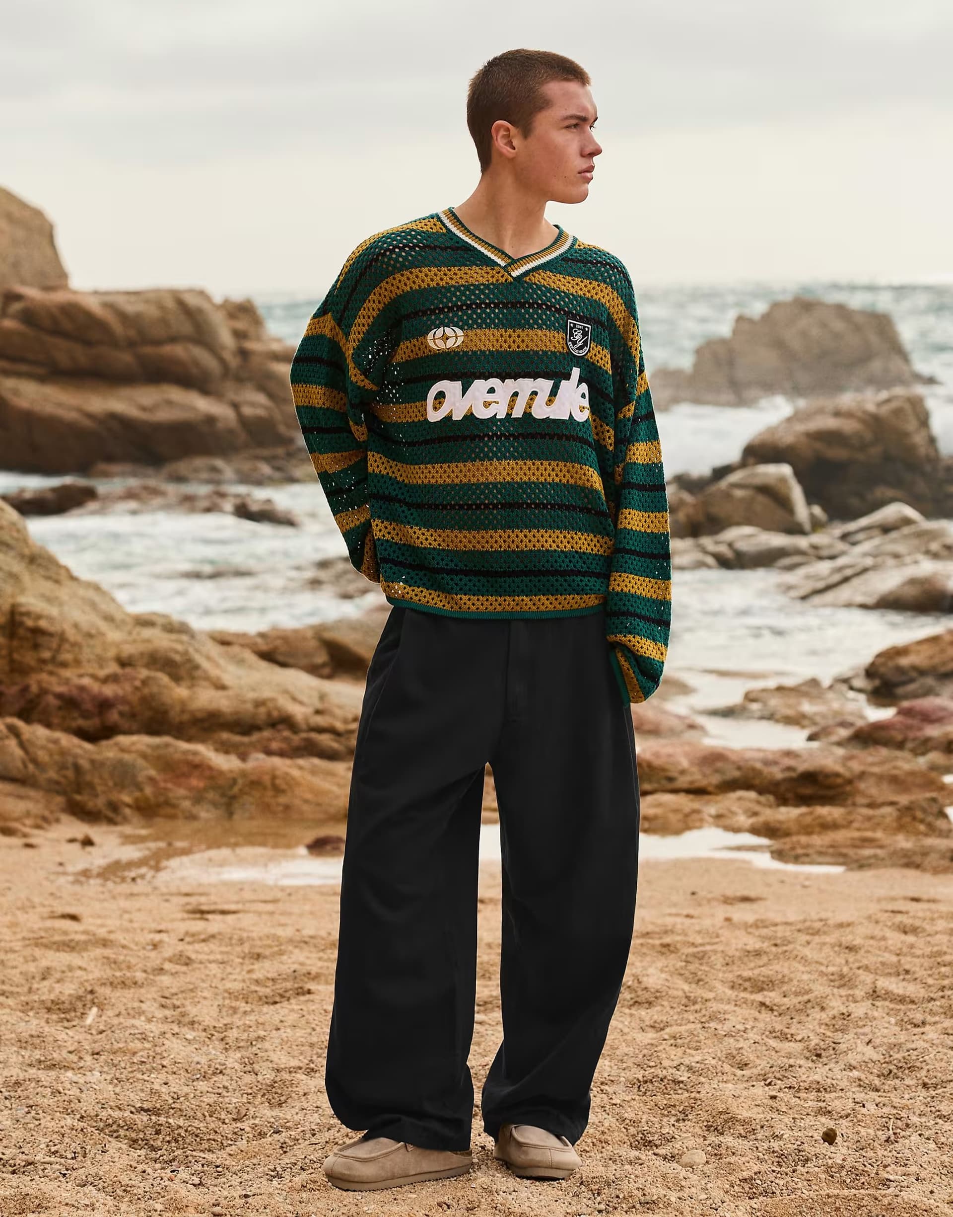 ASOS Bershka Super baggy trousers with linen in black
