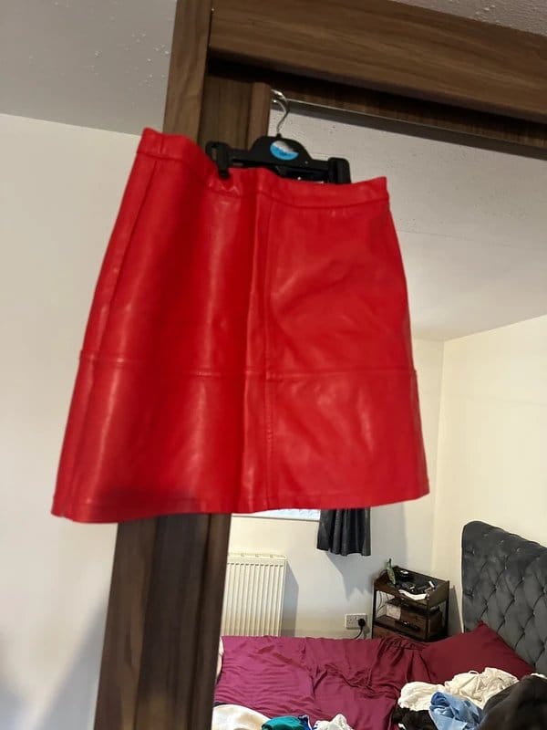 New Look Red leather mini skirt new look petite size8 - 1