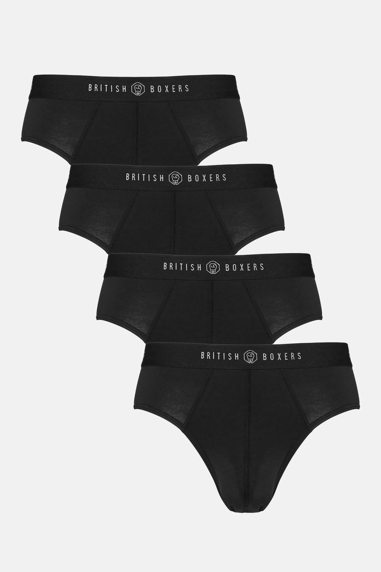 British Boxers British Boxers Men's Pack of Four "Black" Bamboo Briefs in Jet Black - 2