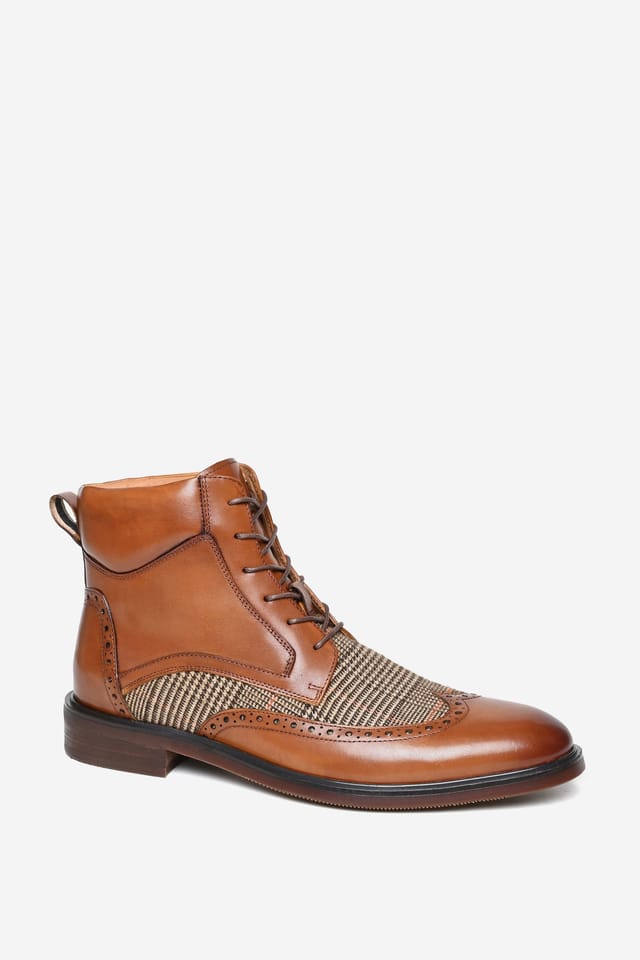 Alexander Pace Alexander Pace Men's 'Crosswall' Premium Leather Derby Boots in Light Brown - 3