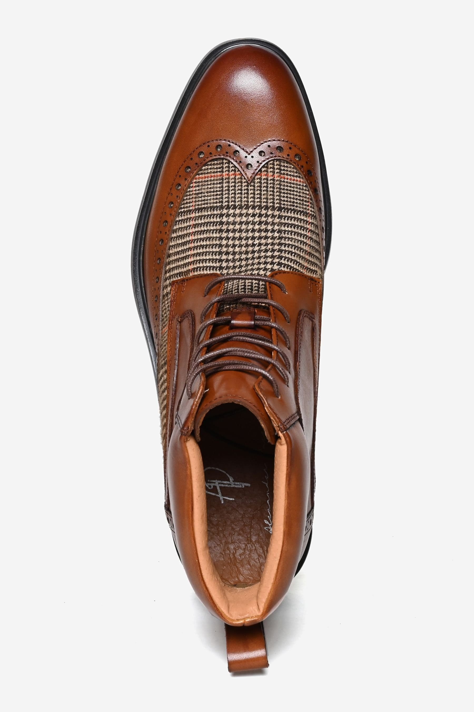 Alexander Pace Alexander Pace Men's 'Crosswall' Premium Leather Derby Boots in Light Brown - 4