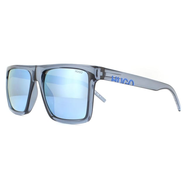 HUGO HUGO Men's Square Crystal Blue Blue Mirror Sunglasses - 2
