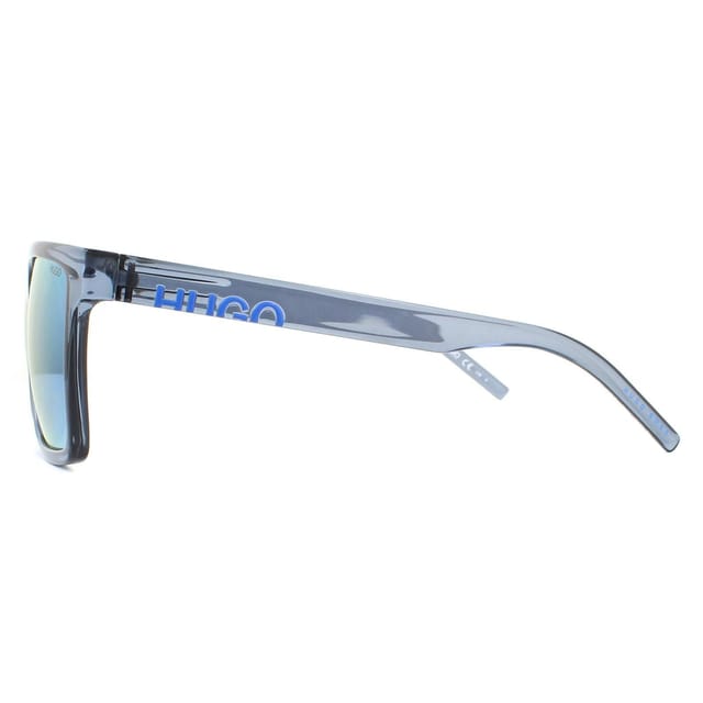 HUGO HUGO Men's Square Crystal Blue Blue Mirror Sunglasses - 3
