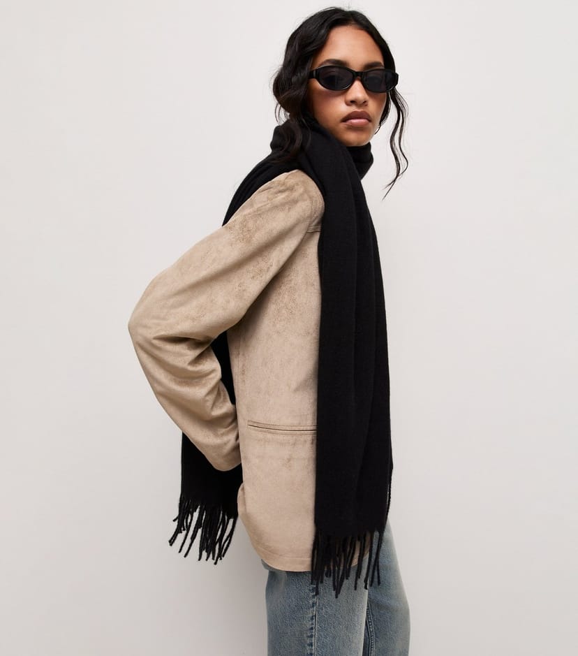 New Look Black Classic Fringed Scarf New Look - 1