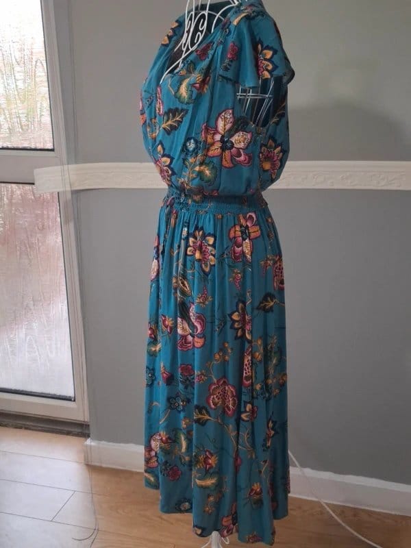 Billie & Blossom Billie & Blossom by Dorothy Perkins Floral Midi Dress | UK 12 | Teal Blue - 1