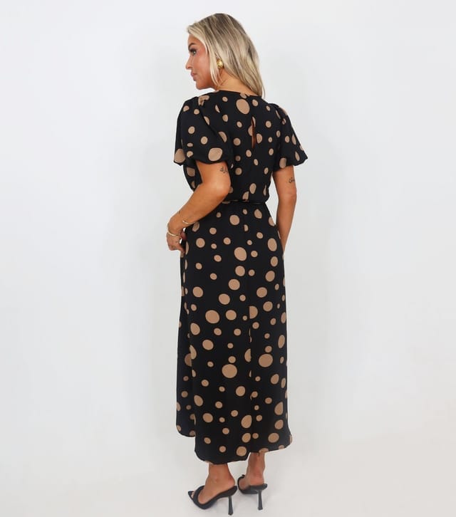 AX Paris Women's Black Polka Dot Tie Waist Midi Dress AX Paris New Look - 3