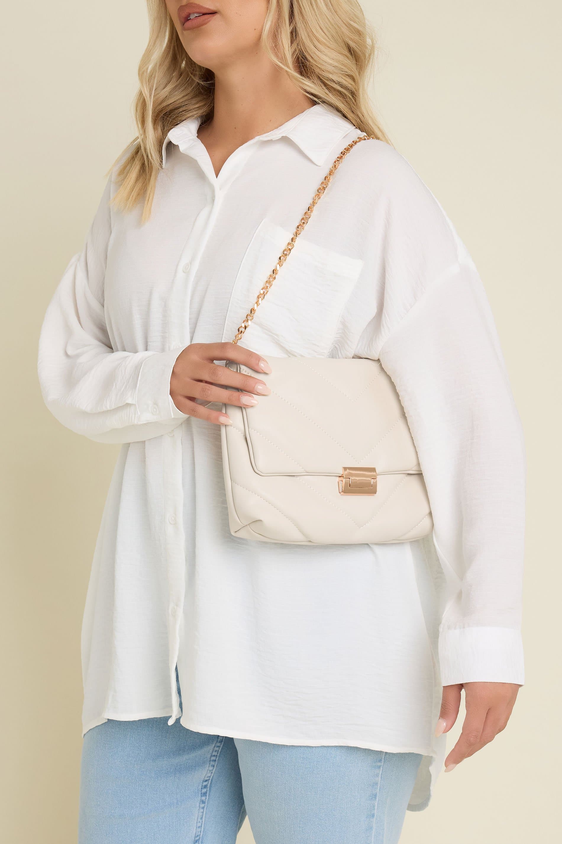 Yours White Faux Leather Quilted Shoulder Bag