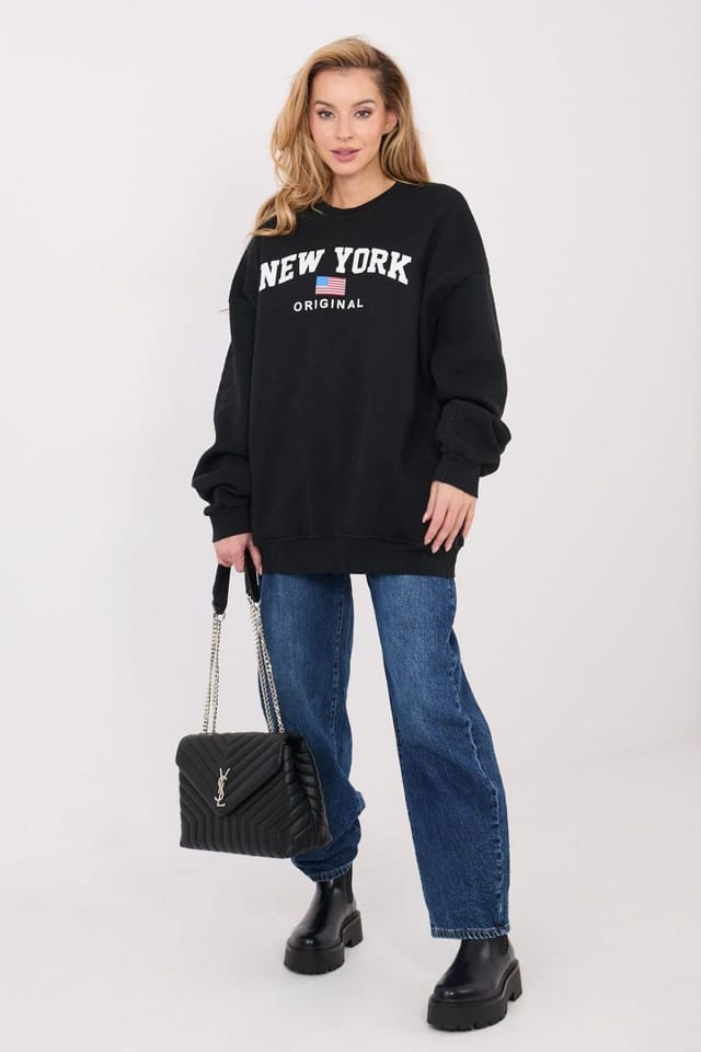 Love Lace Love Lace Women's Lined Cotton Elastane Casual Sweatshirt in Black - 2