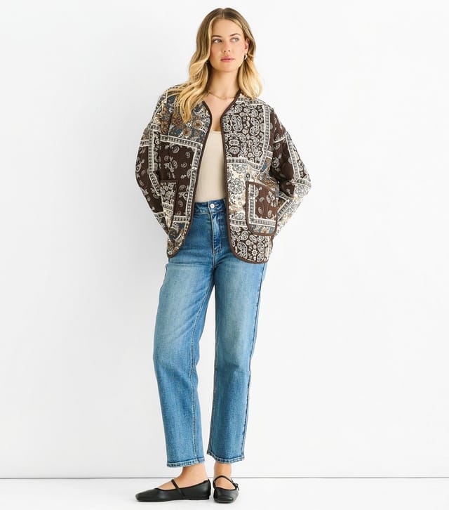 Gini London Women's Brown Tile Pattern Lightweight Jacket Gini London New Look - 2