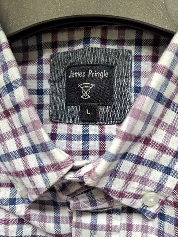 James Pringle James Pringle Burgundy Check Short Sleeve Shirt
