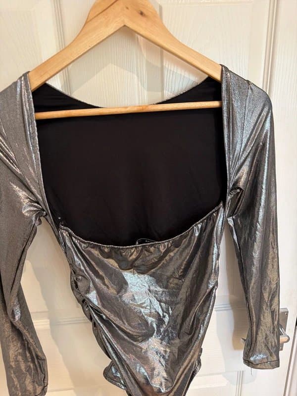 Bershka Silver shimmery body suit