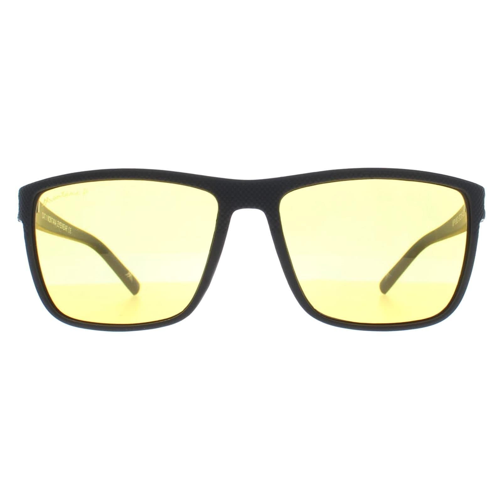 montana montana Men's Rectangle Black Yellow Polarized MP198 Night Driving Sunglasses