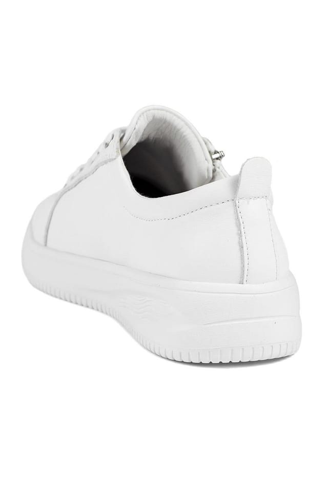 Jones Bootmaker Jones Bootmaker Women's Anara Zip & Lace Leather Trainers in White - 3