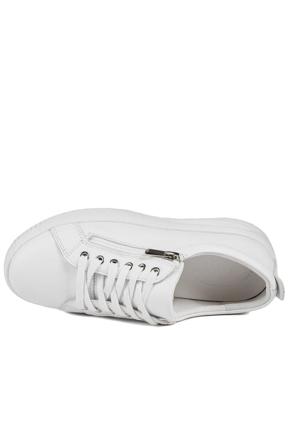 Jones Bootmaker Jones Bootmaker Women's Anara Zip & Lace Leather Trainers in White - 4