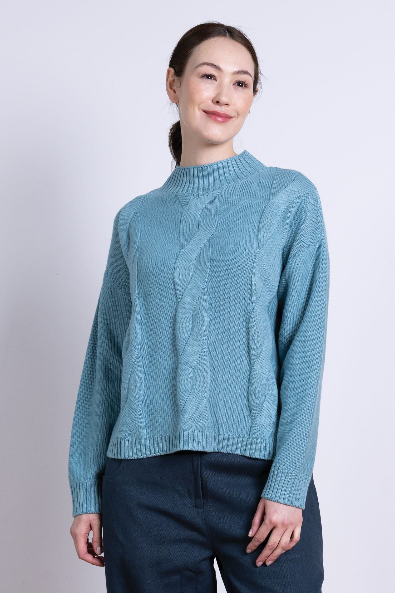 Nomads Clothing Nomads Clothing Light Blue Cable Knit Jumper