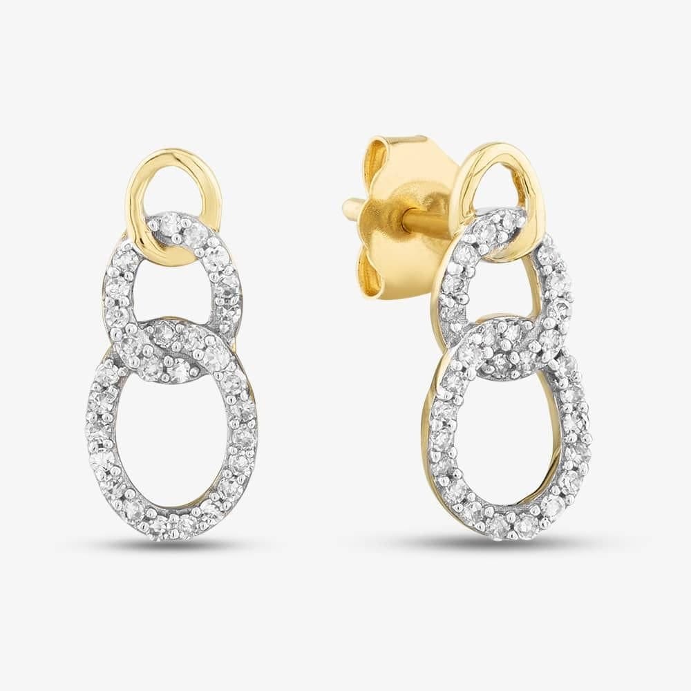 T.H.Baker T.H.Baker Women's 9ct Yellow Gold 0.15ct Brilliant Cut Diamond Open Circle Stud Earrings THE31107-15 (YG)