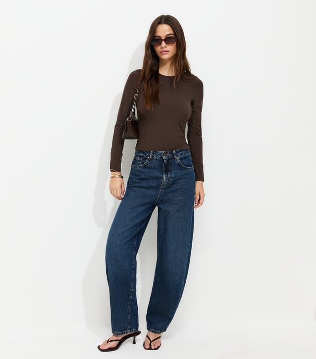 New Look Women's Dark Brown Slinky Jersey Long Sleeve Crew Neck Top New Look - 3