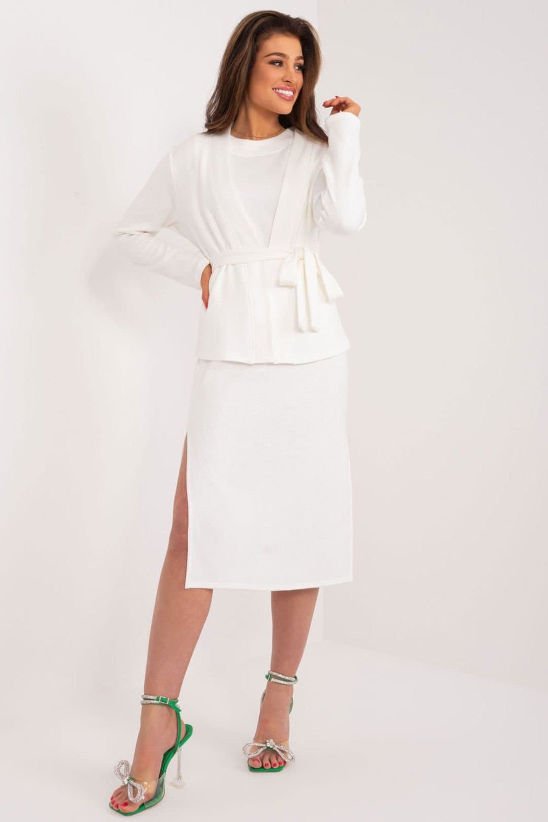 Love Lace Love Lace Women's Sleeveless Dress & Long Sleeve Sweater Set in White