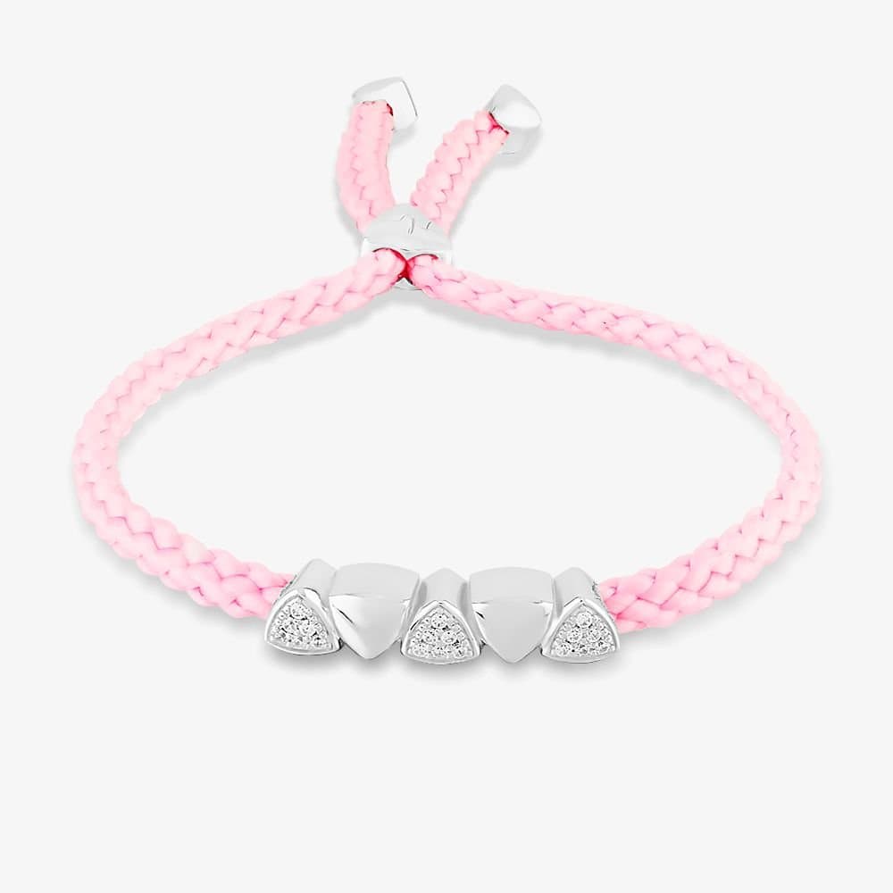 T.H.Baker T.H.Baker Pink Cord Toggle Bracelet with Cubic Zirconia