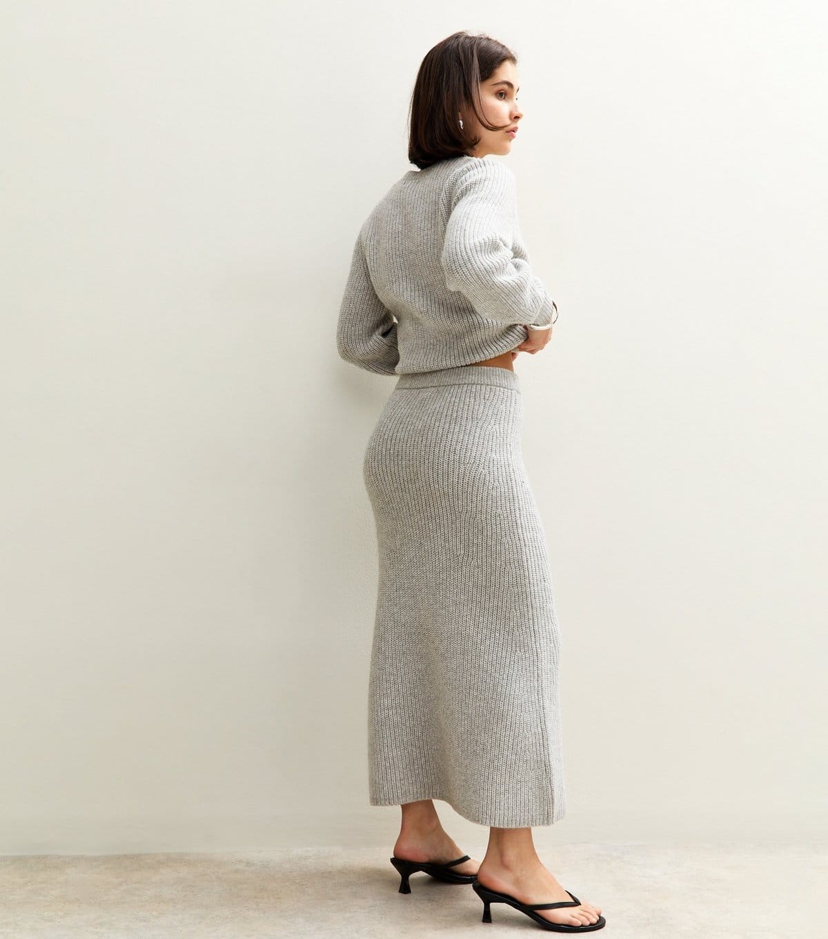 New Look Women's Grey Ribbed Knit Midi Skirt New Look - 4