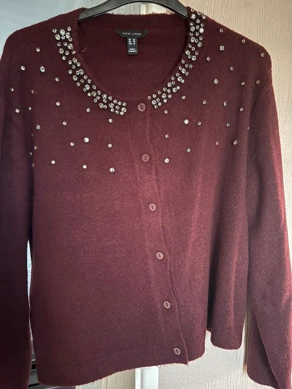 New Look Size 22 Embellished Cardigan - Burgundy