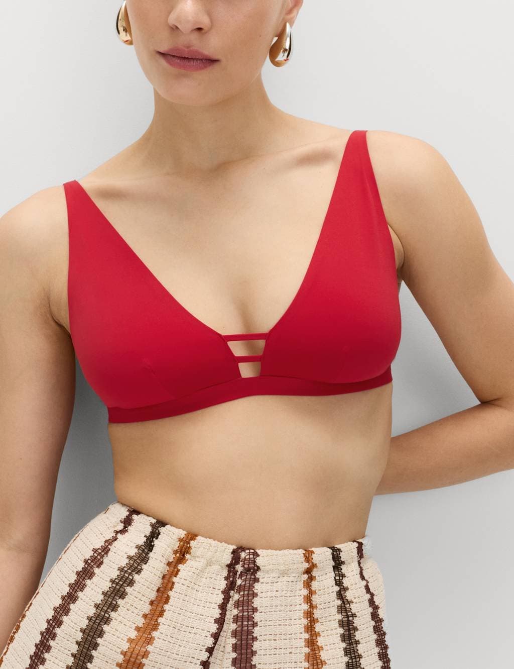 Marks & Spencer M&S Sculpt Plunge V-Neck Bikini Top Lacquer Red