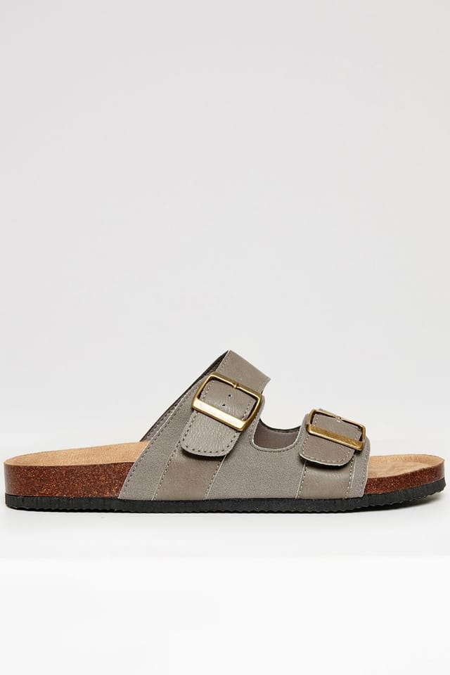 Threadbare Threadbare Men's Slip On Two Buckle Strap Sandals in Stone - 2