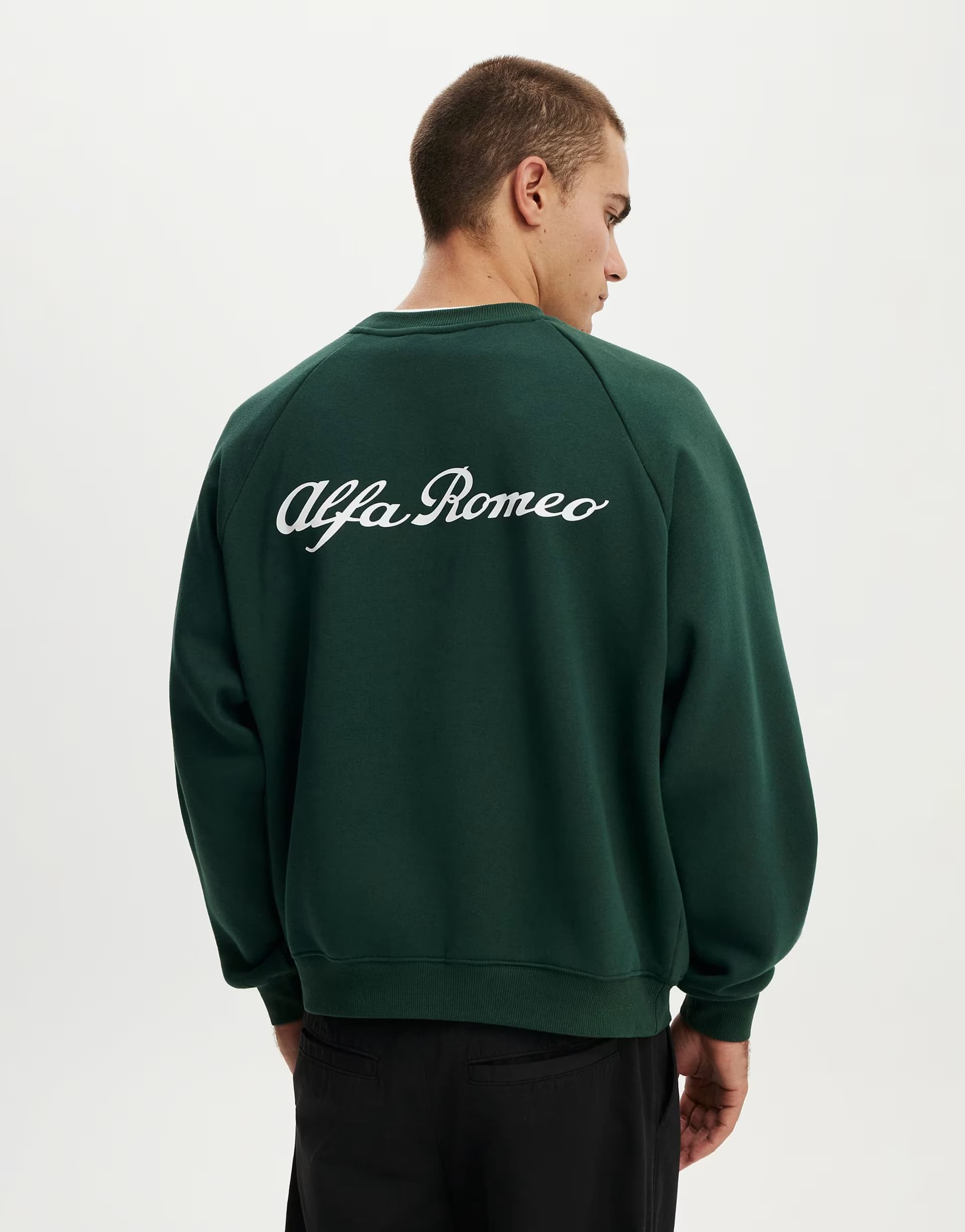 ASOS Cotton On Box fit alfa romeo sweater in green