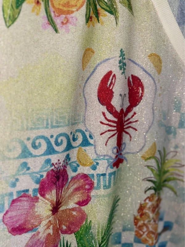 M&G Slogan oversized top v neck shimmer green gold