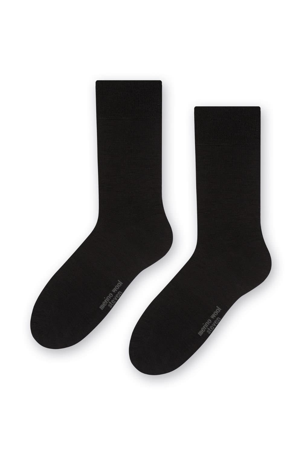 Steven Steven Men's Warm Soft Merino Wool Ribbed Socks in Black