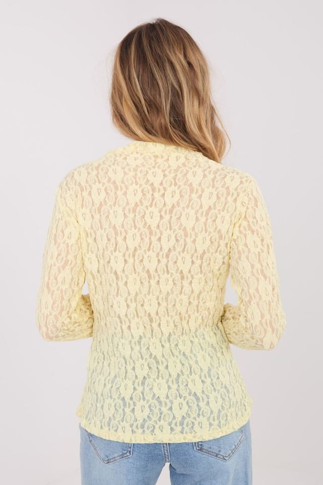 Love Lace Love Lace Women's Elegant Lace Viscose Elastane Blouse Boat Neck Style 223399 in Yellow - 3