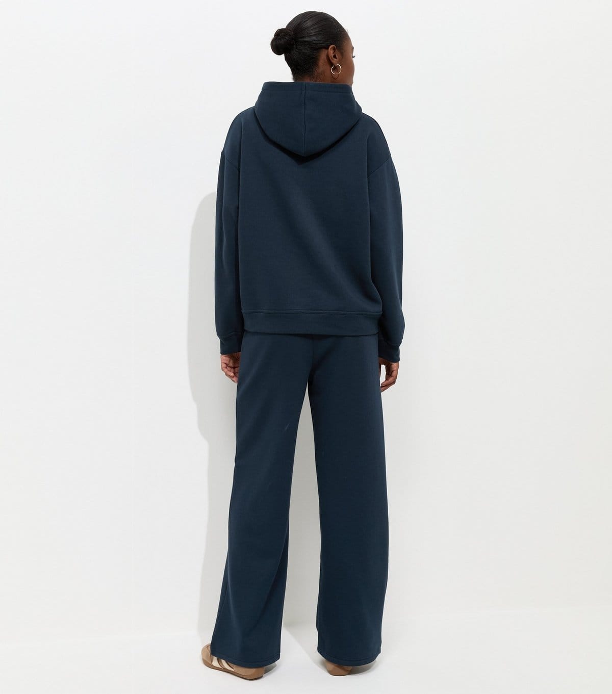 New Look Women's Navy Cotton Rich Wide Leg Joggers New Look - 4