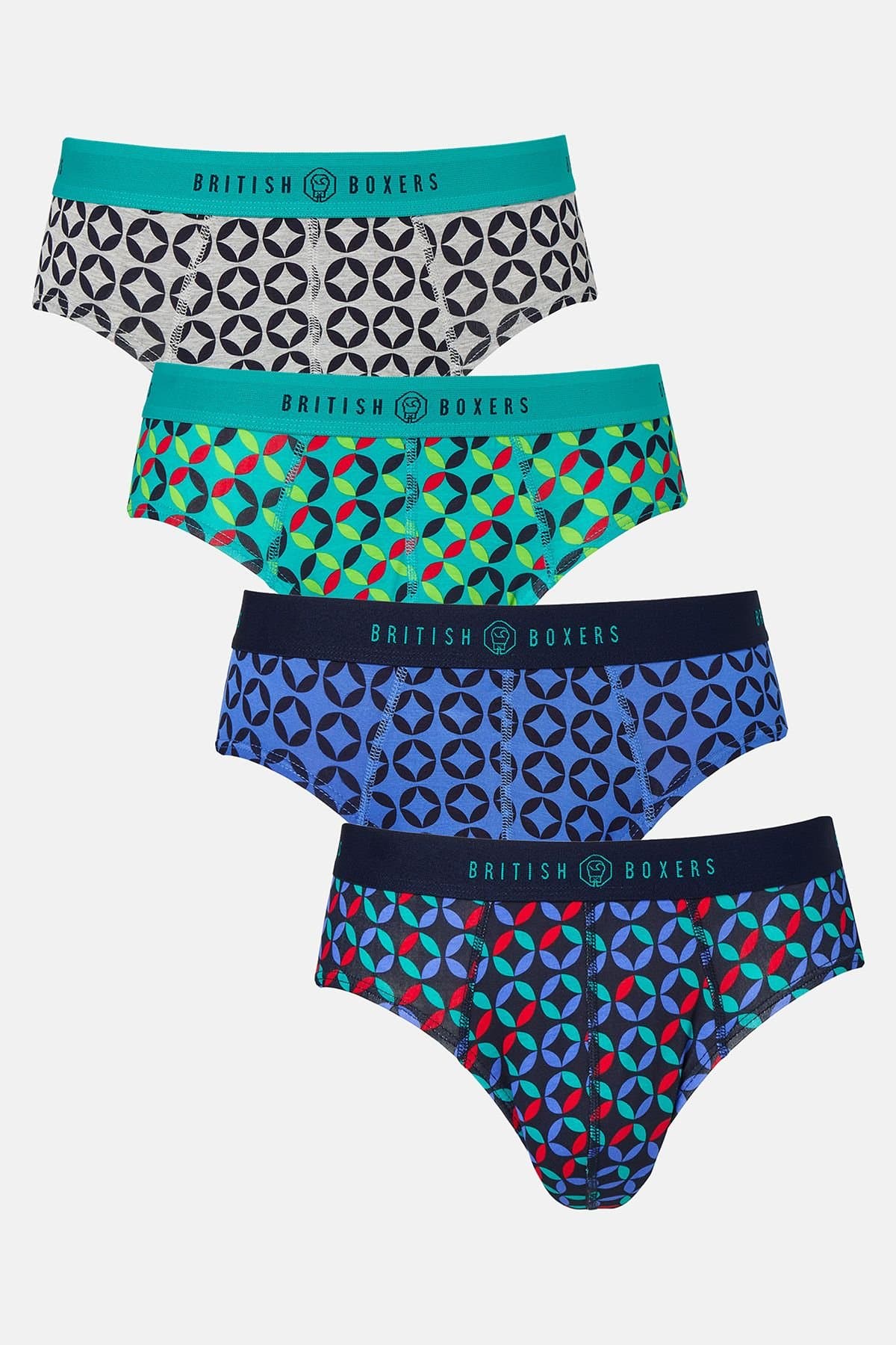 British Boxers British Boxers Men's Pack of Four "Minimalist Geometric" Bamboo Briefs