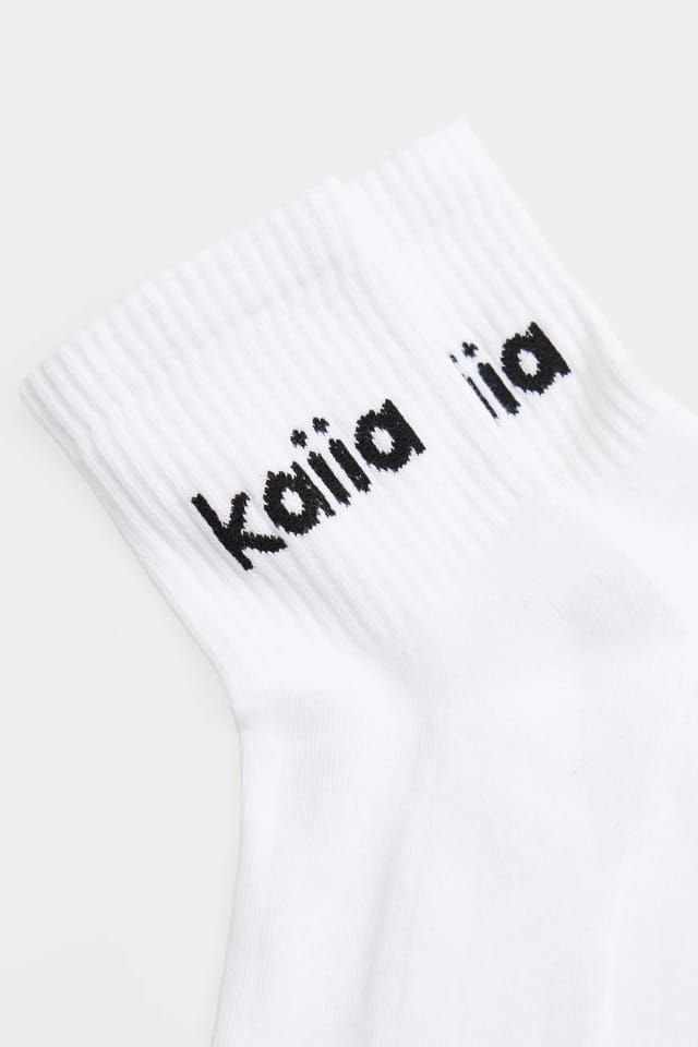 Kaiia Pack of Three Kaiia Logo Socks White & Black - 2