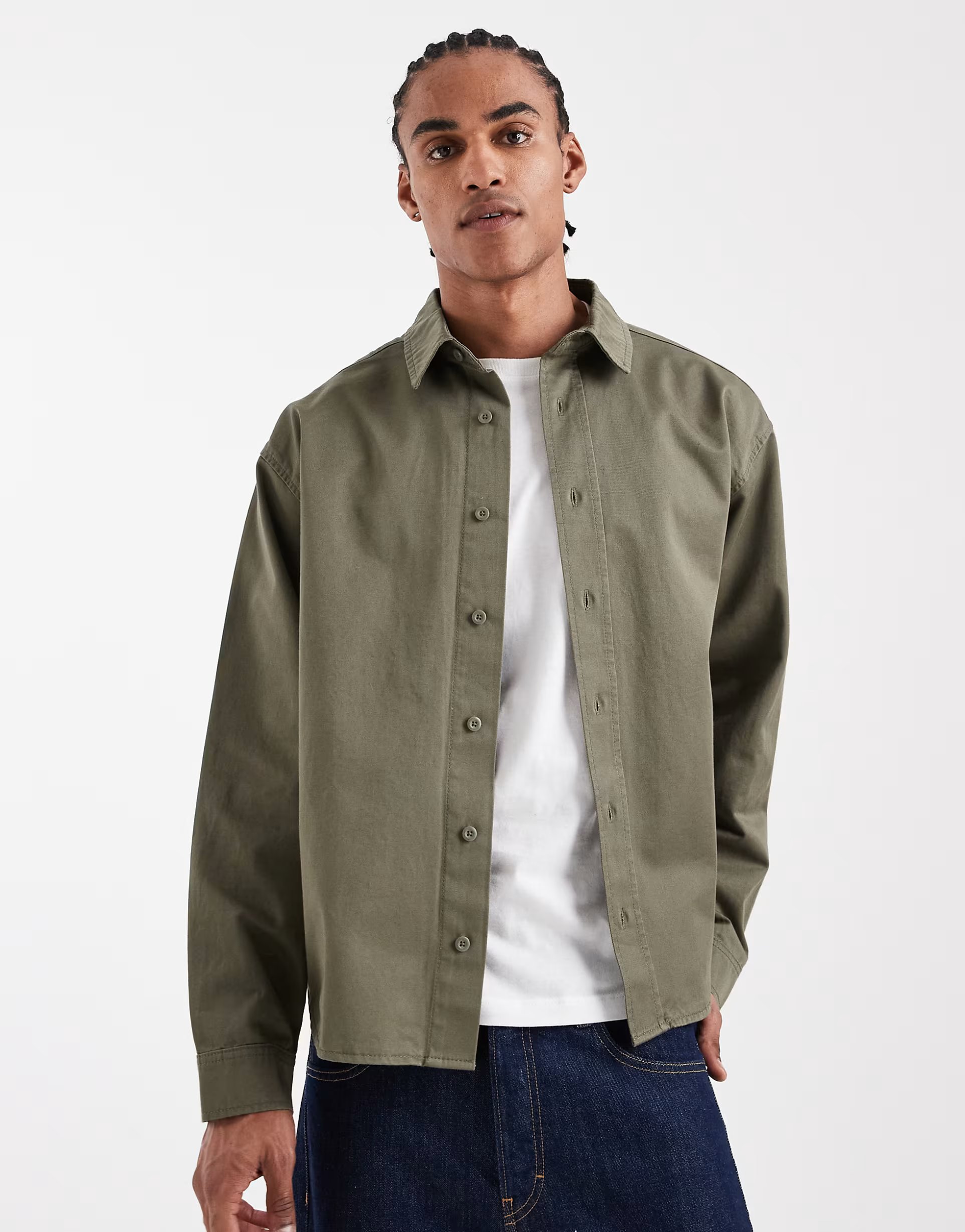 ASOS ASOS DESIGN co-ord long sleeve shirt in khaki - 1