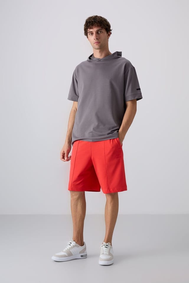 Tommy Life Tommy Life Men's Knit Sweat Shorts in Red - 2