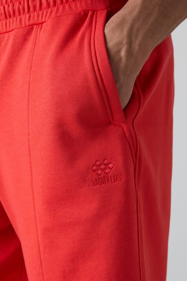 Tommy Life Tommy Life Men's Knit Sweat Shorts in Red - 3