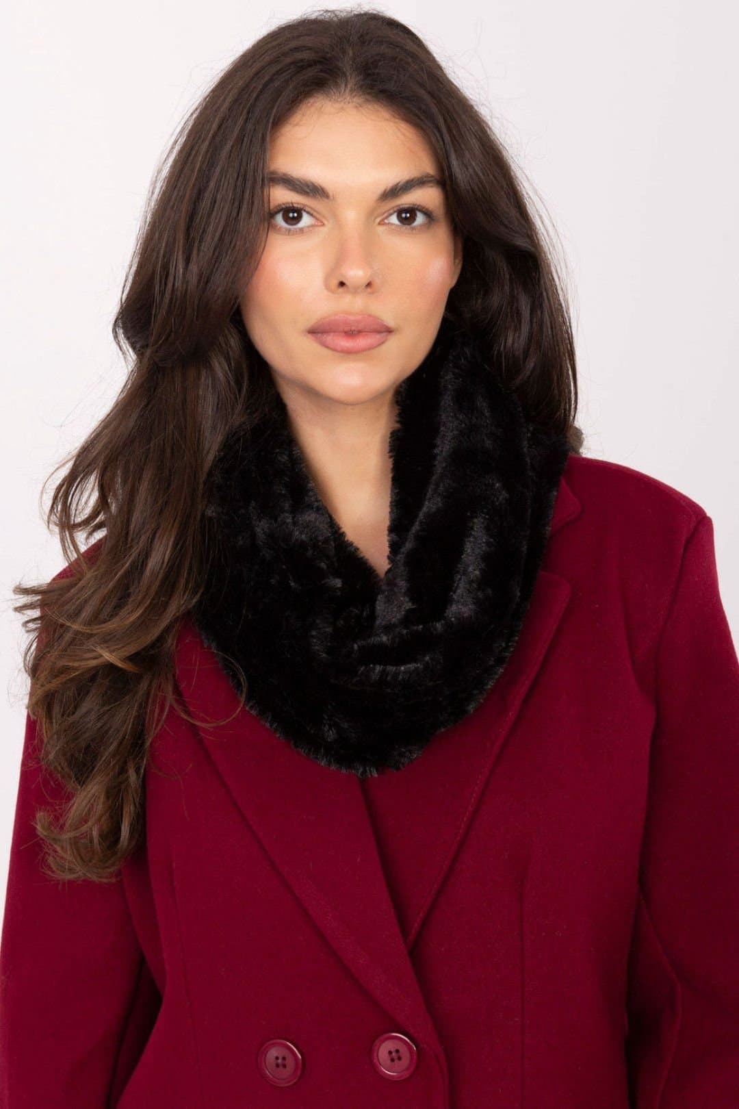 Love Lace Love Lace Women's Faux Fur Infinity Scarf Neck Warmer Soft Fluffy Winter Cozy Wear in Black