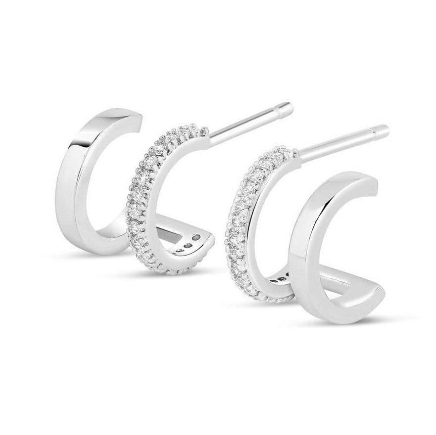 Gold Trip Gold Trip Women's Double Hoop Illusion Earrings in Silver