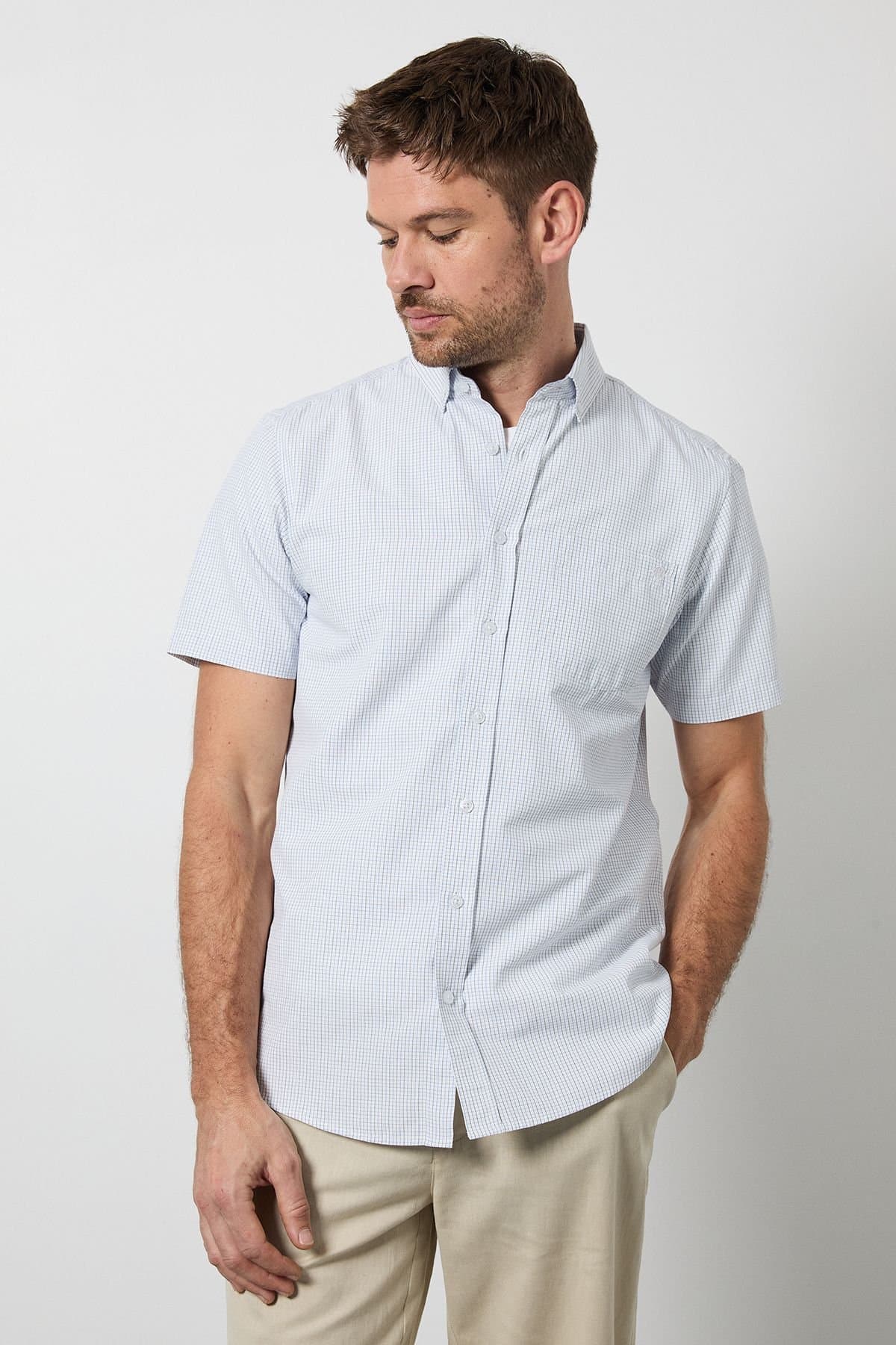 Maine Maine Men's White Heritage Check Short Sleeve